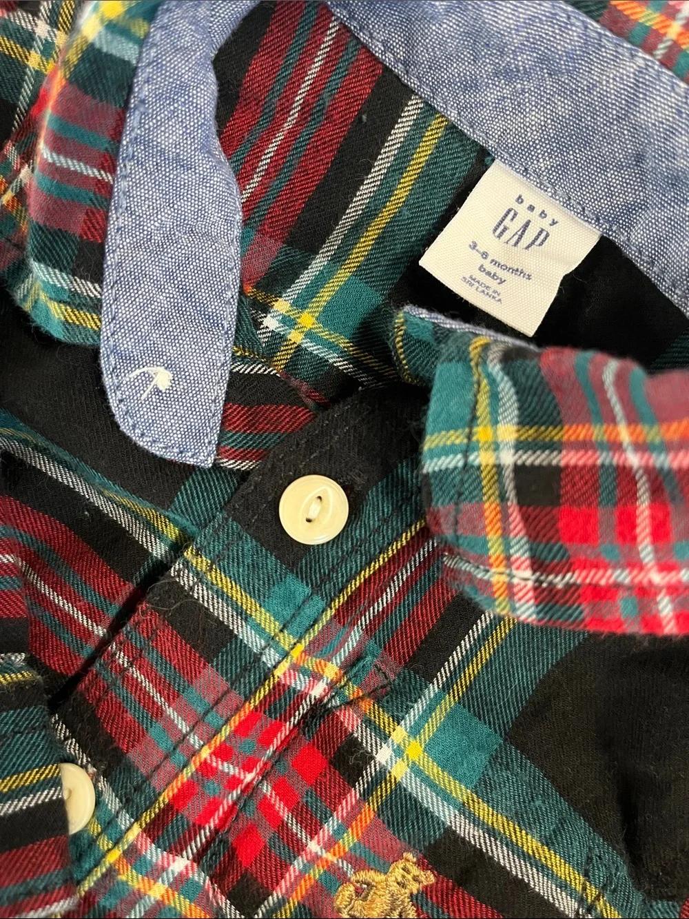GAP Baby Plaid Button-Up in Red, Green, Black and Yellow